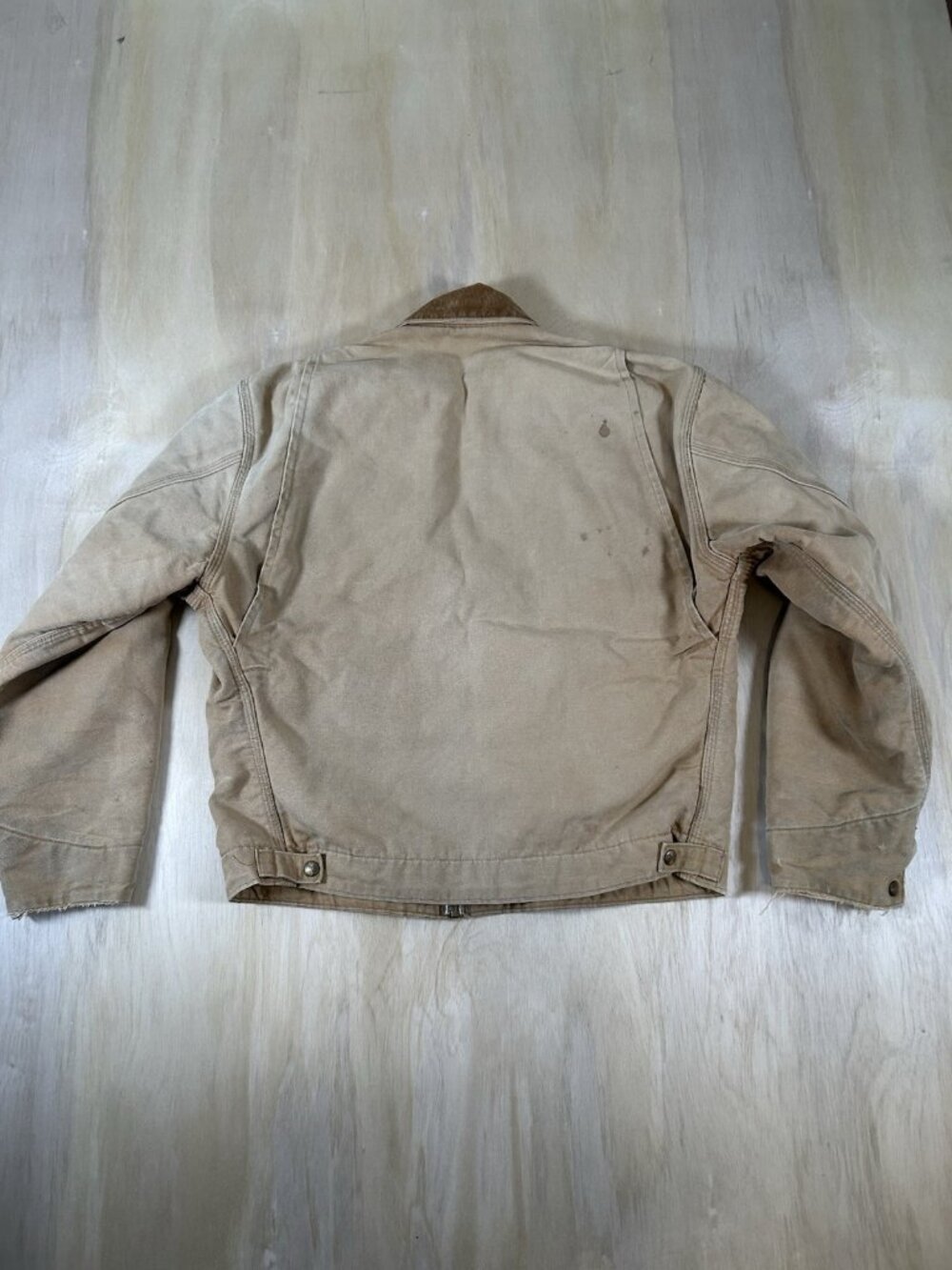 Vintage 1980s Carhartt Detroit Jacket Blanket Lined Tan Distressed Work Size M - Picture 8 of 14